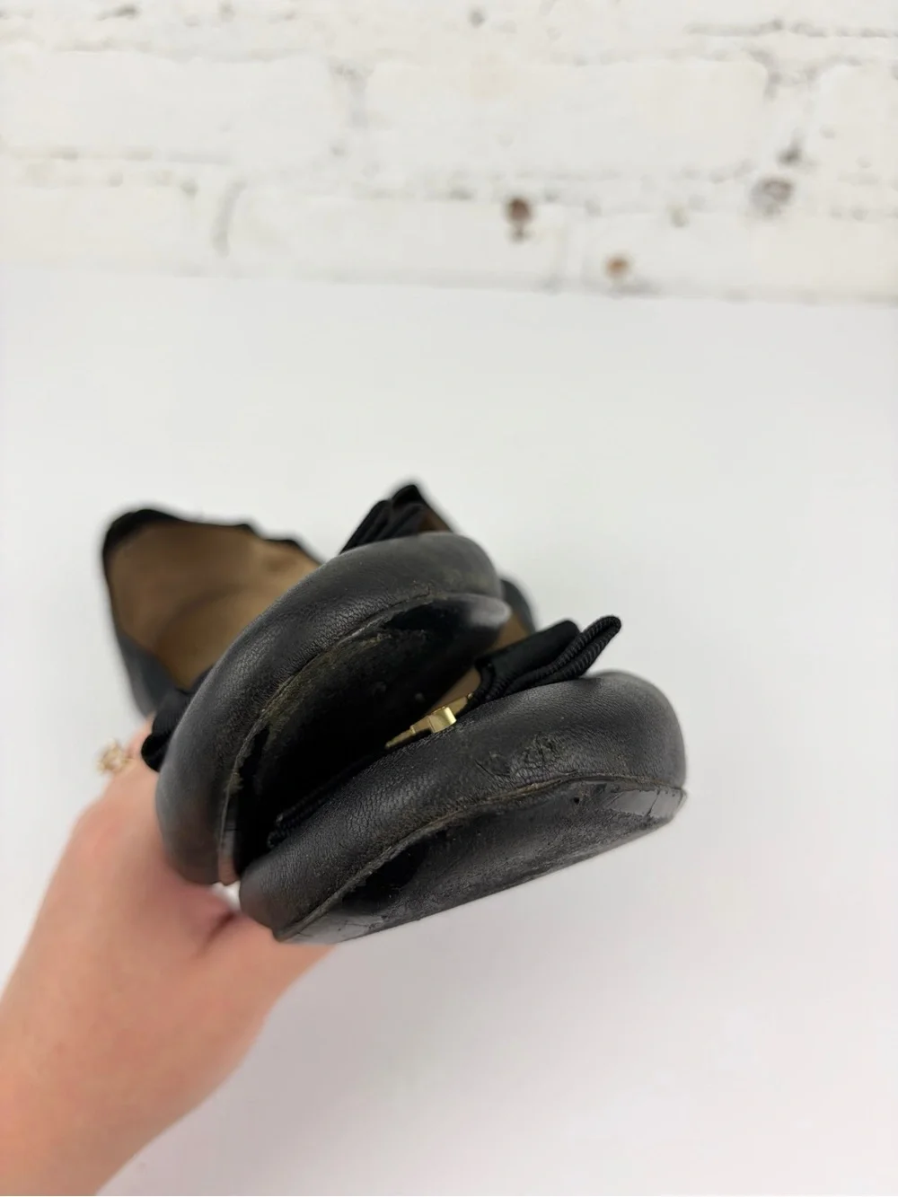 Tory Burch Sedgwick Elastic Ballet Flats Bow Logo Toe 10.5